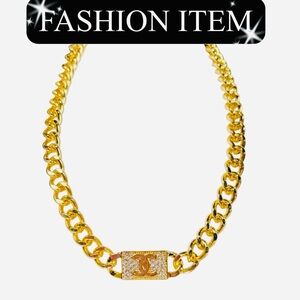 A-1FN-2: NECKLACE: Gold Chain w/Monogram, 17” w/Extender, NWOT